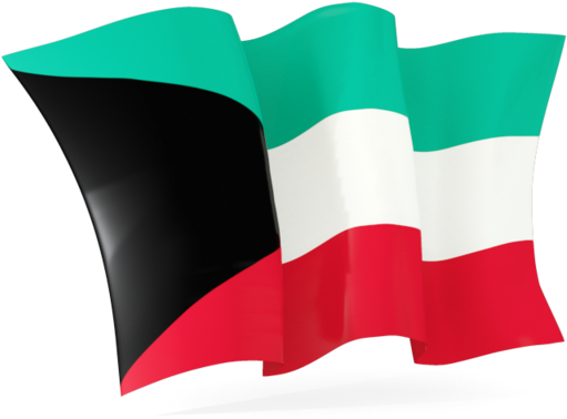 Kuwait National Flag Waving PNG with transparent background
