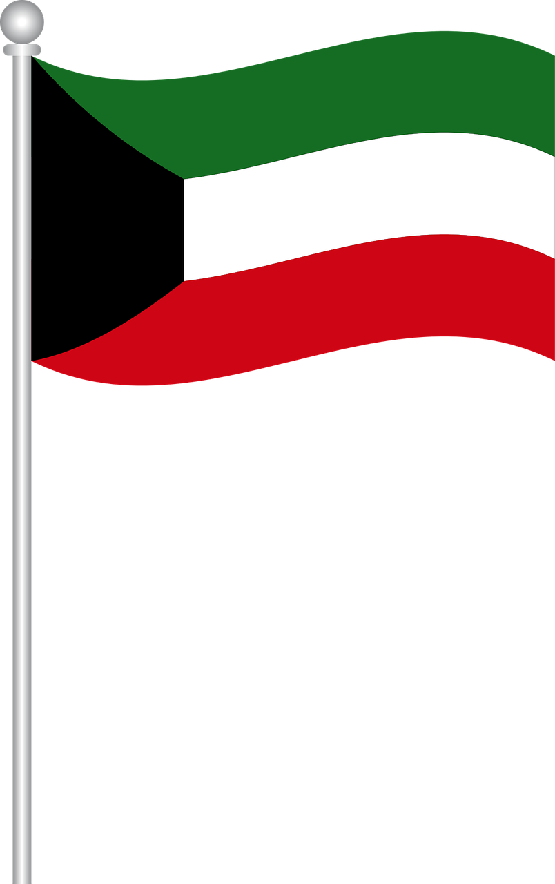 Kuwait National Flag Waving PNG with transparent background