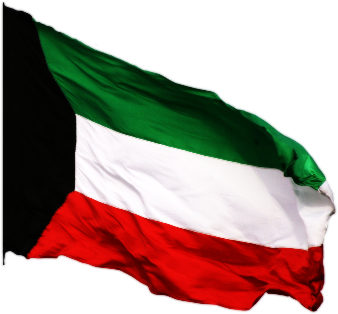 Kuwait National Flag Waving PNG with transparent background