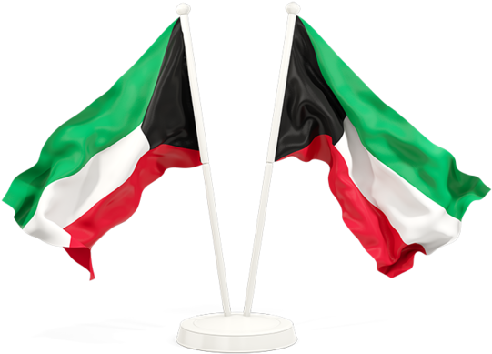 Kuwait National Flags Waving PNG with transparent background