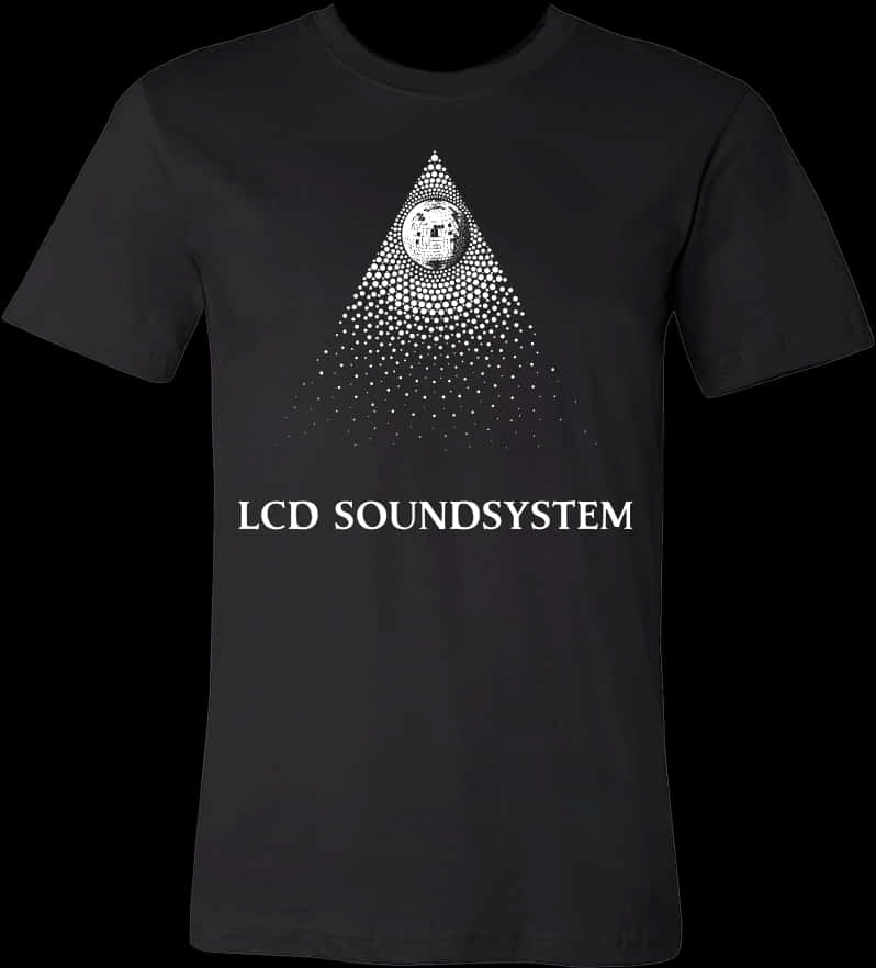 L C D Soundsystem Black Shirt Design PNG with transparent background