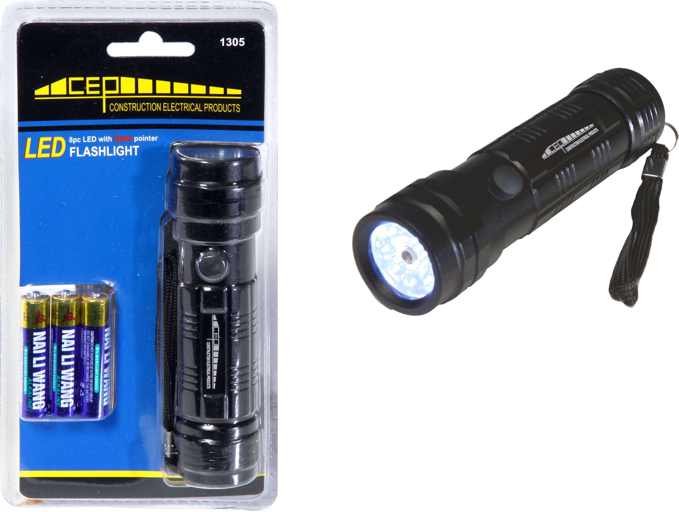 L E D Flashlightwith Batteriesand Packaging