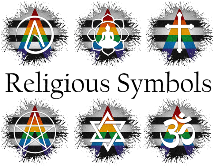 An Assortment Of Various Religious Symbols In Lgbt - Lgbt Flag Religions Symbols, HD Png Download PNG with transparent background