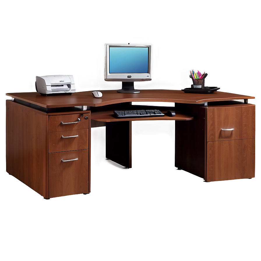 L-shaped Office Desk Png 06262024