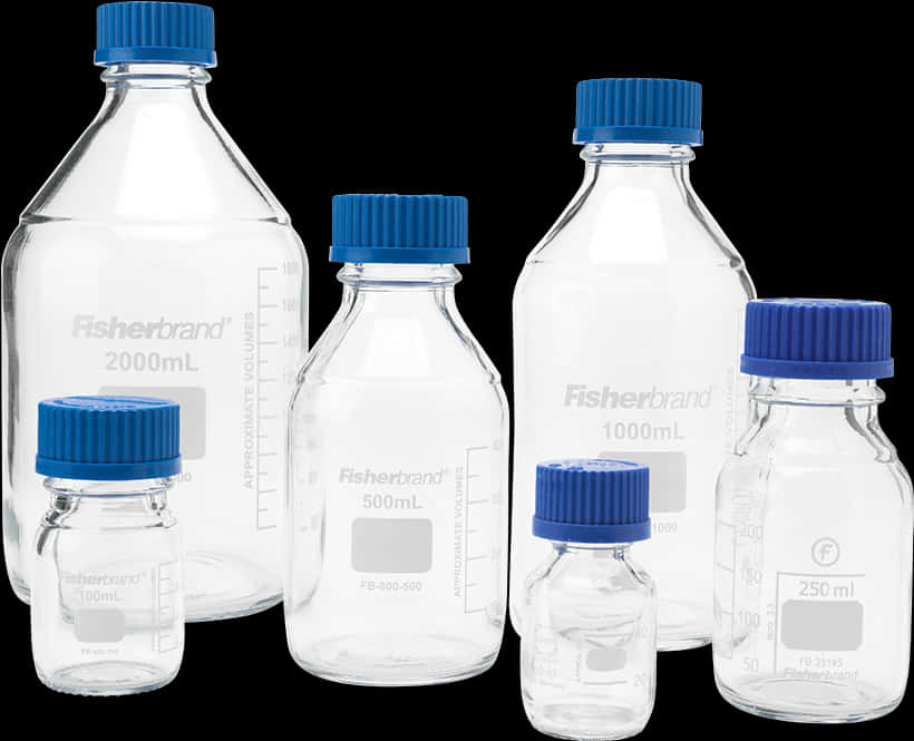 Laboratory Glass Bottles Set PNG with transparent background