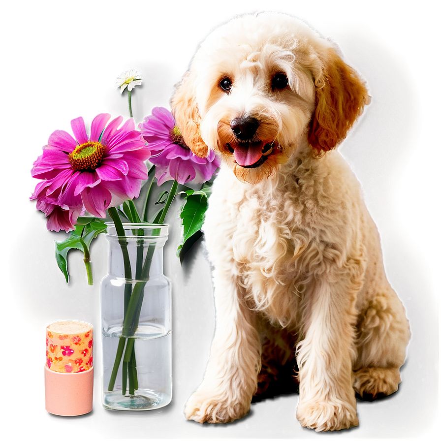 Labradoodle And Flowers Png 06262024