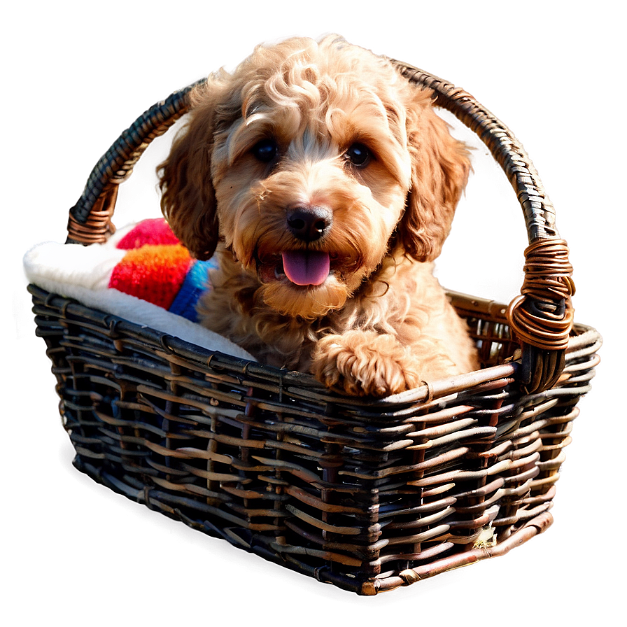 Labradoodle In A Basket Png 2