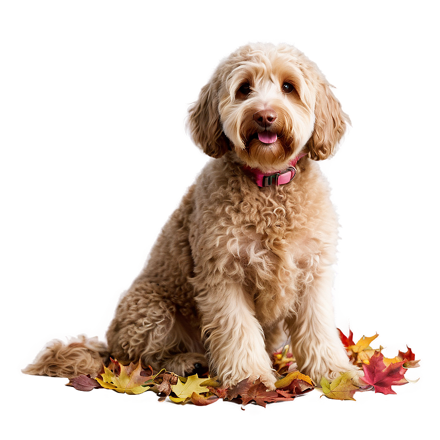 Labradoodle In Autumn Leaves Png 06262024