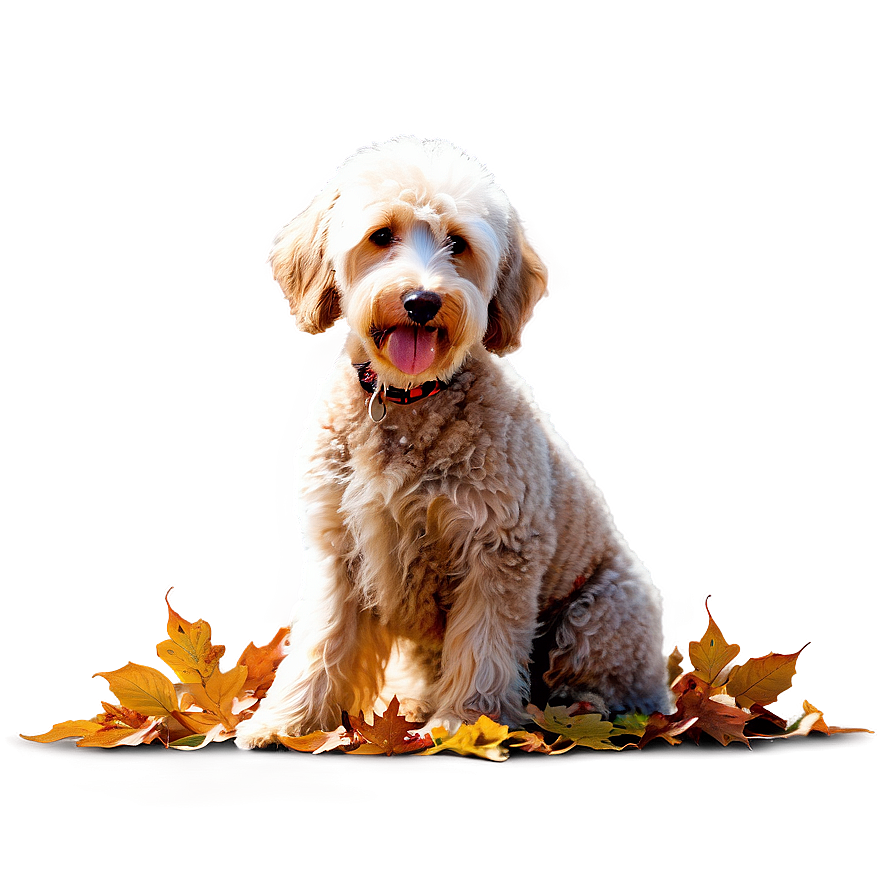 Labradoodle In Autumn Leaves Png 40