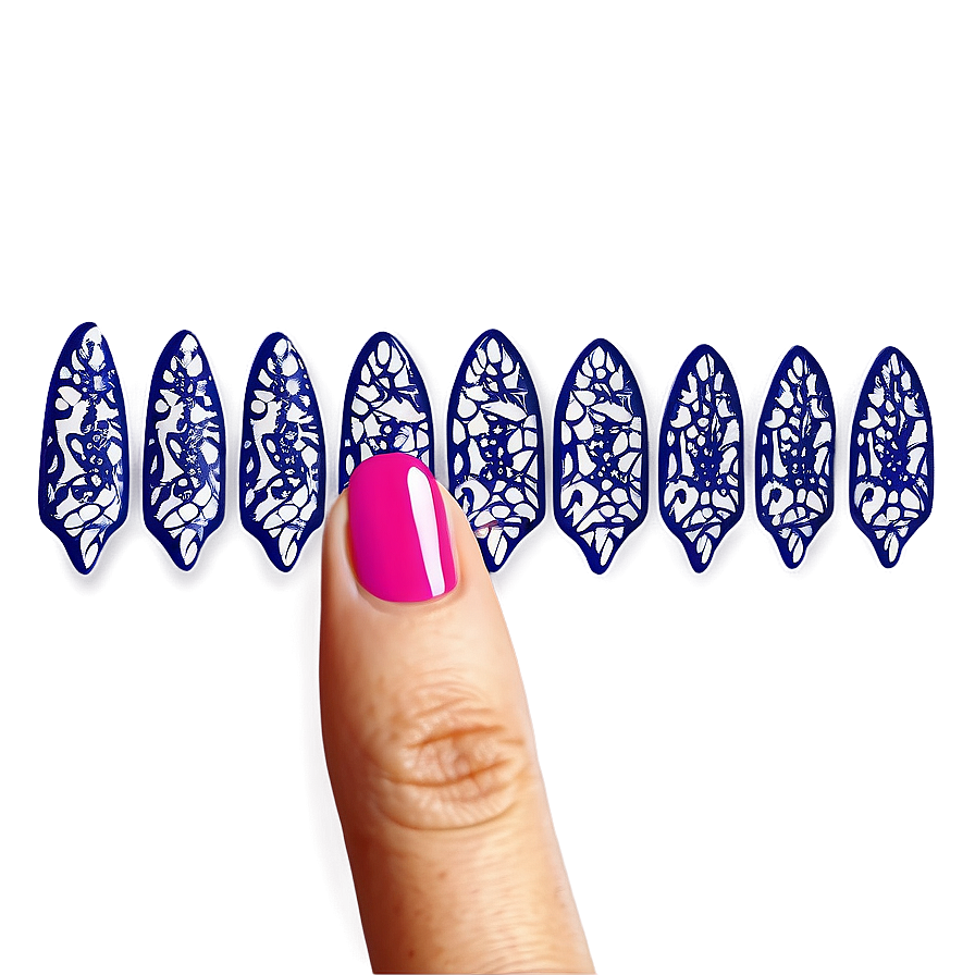 Lace Design Acrylic Nails Png Clf