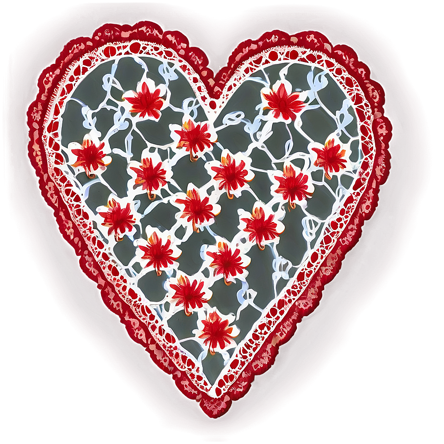 Lace Pattern Red Heart Emoji Png 25