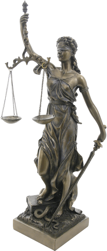 Lady Justice Statue Bronze Finish PNG image with a transparent background, free high-resolution download