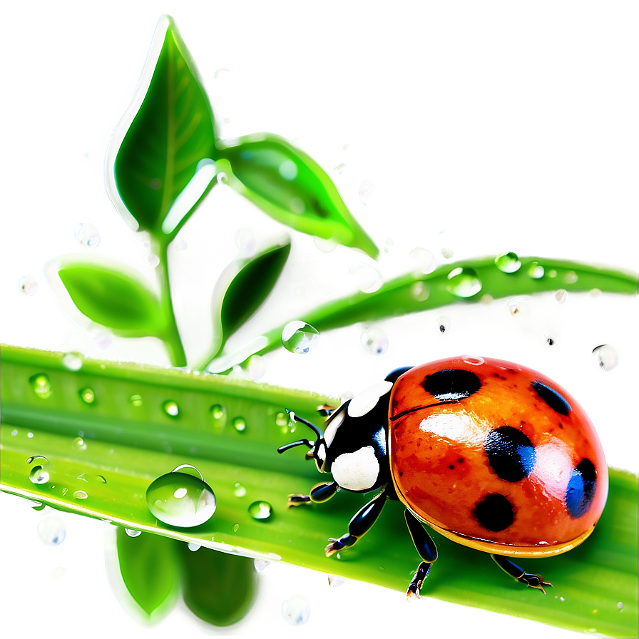 Ladybug On Dewy Leaf Png Fxs