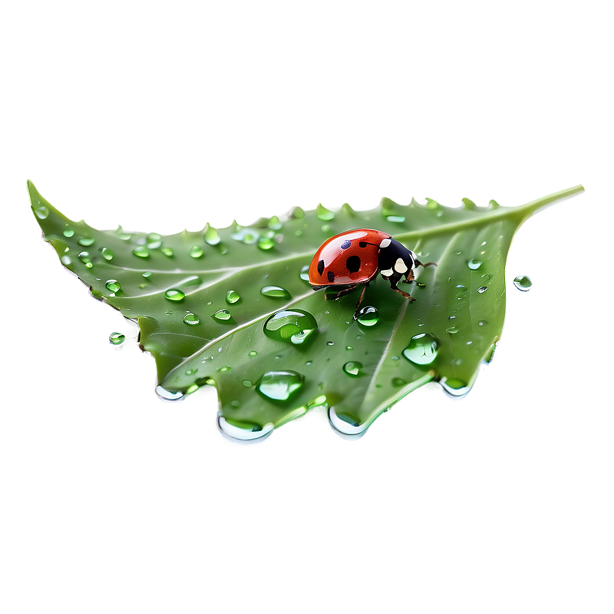 Ladybug On Dewy Leaf Png Kbq1