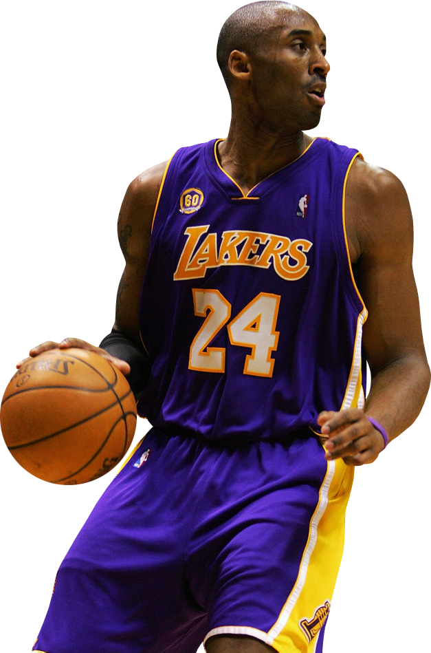Lakers Basketball Player24 Dribbling PNG with transparent background