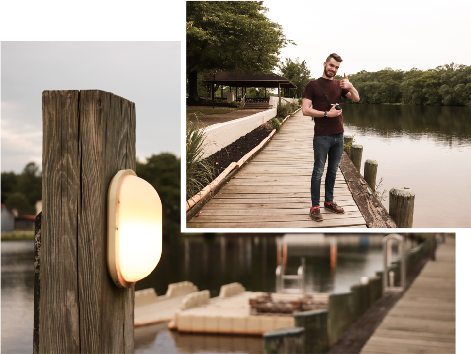 Lakeside Dock Collage PNG with transparent background