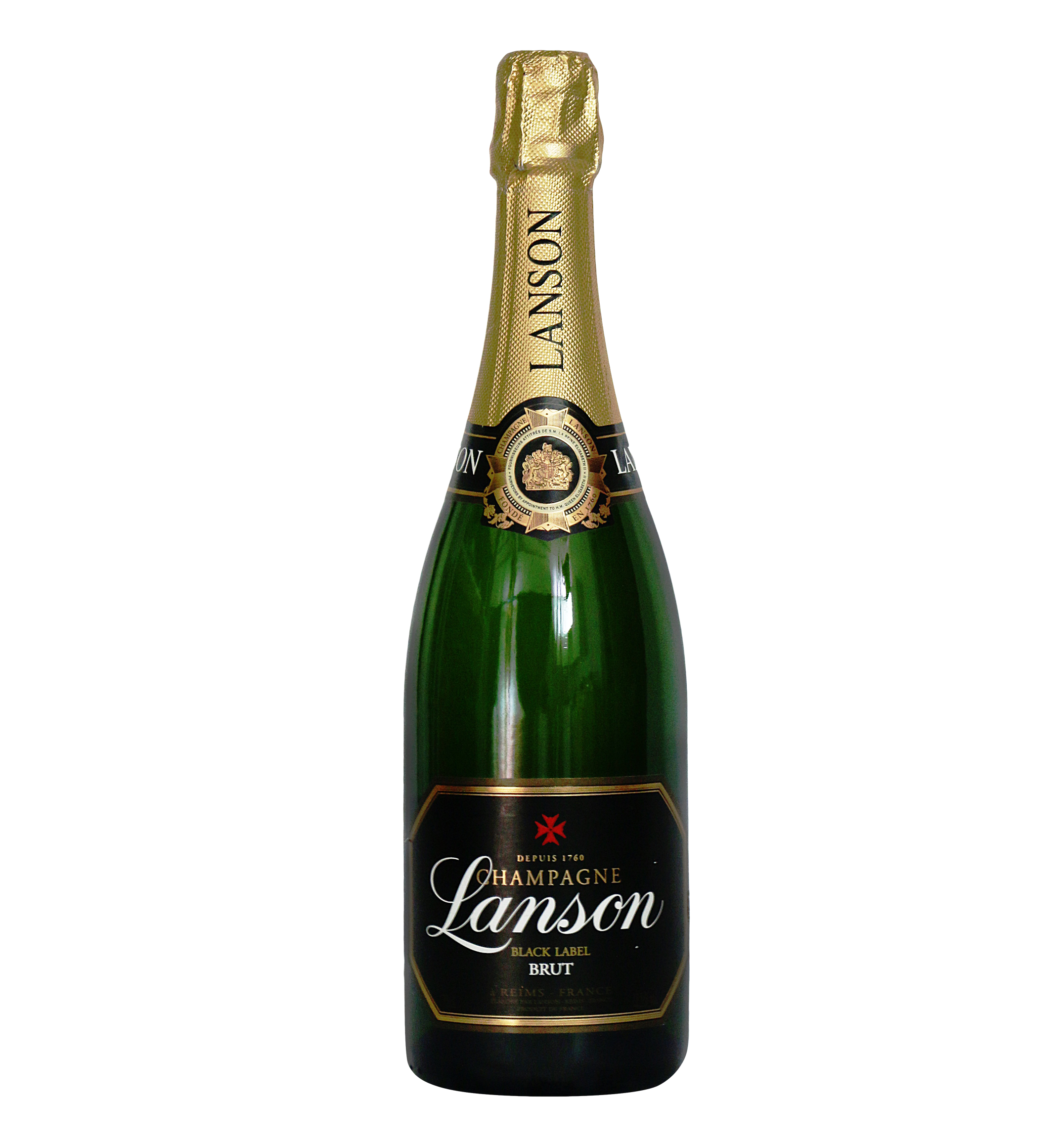 Lanson Black Label Brut Champagne Bottle PNG with transparent background