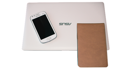 Laptop Smartphone Wallet Setup PNG with transparent background