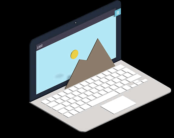 Laptopwith Mountain Logo Design