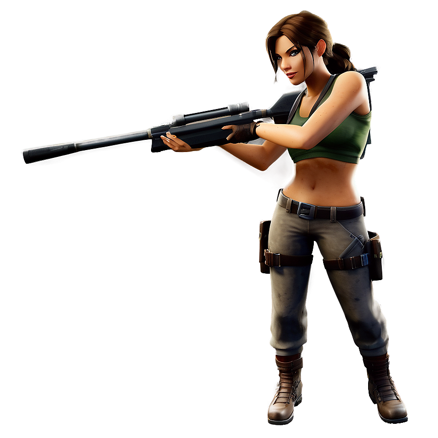 Lara Croft Fortnite Sniper Pose Png Idj25