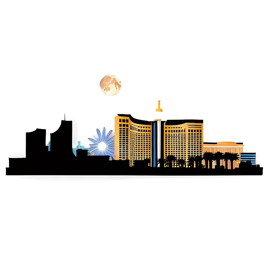 Las Vegas Skyline With Moon Png 5