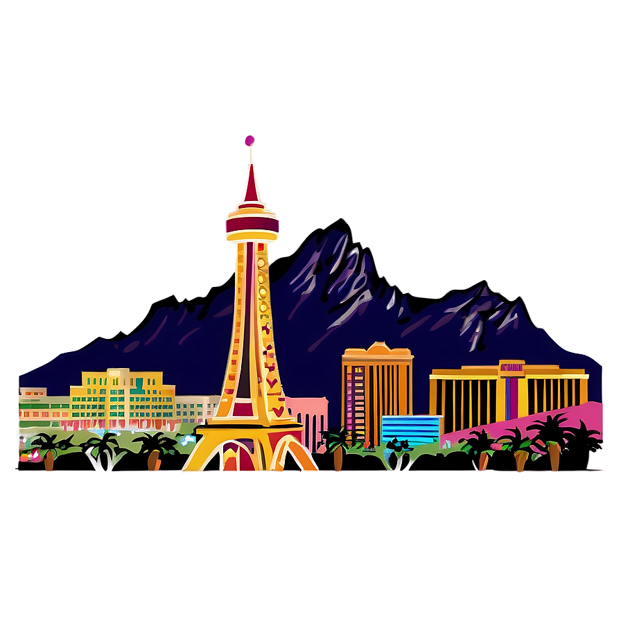 Las Vegas Skyline With Mountains Png Hww