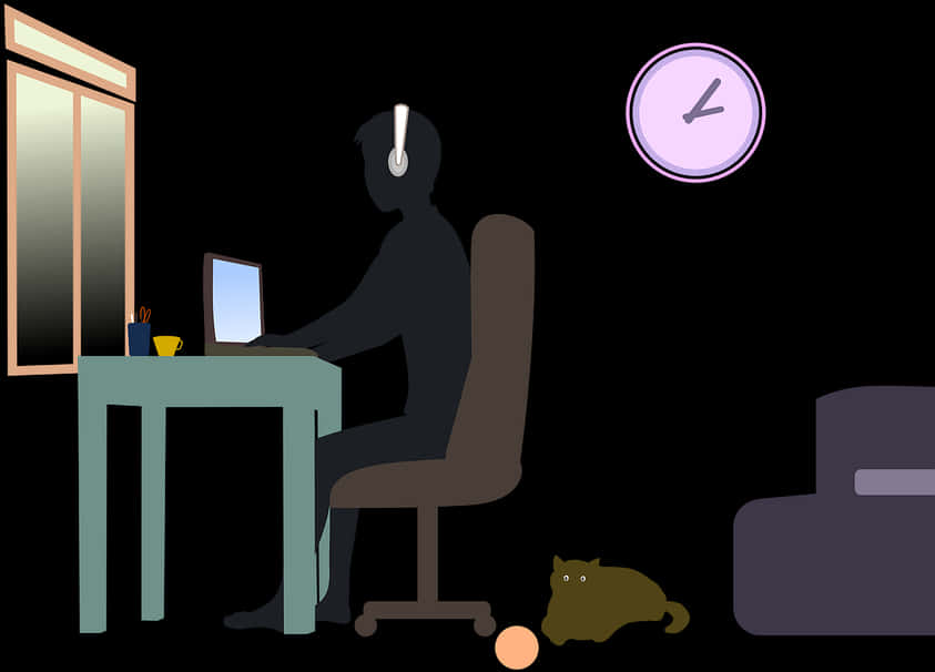 Late Night Work Session PNG with transparent background