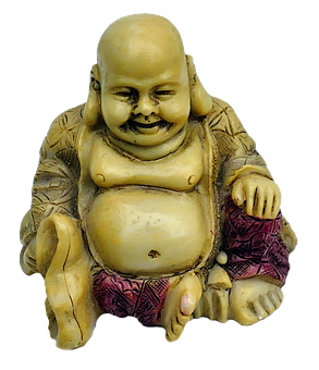 Laughing Buddha Statuette PNG with transparent background