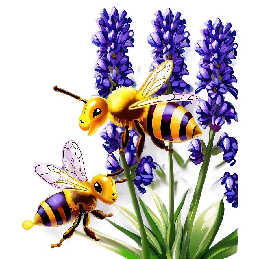 Lavender And Bees Scene Png Omh40