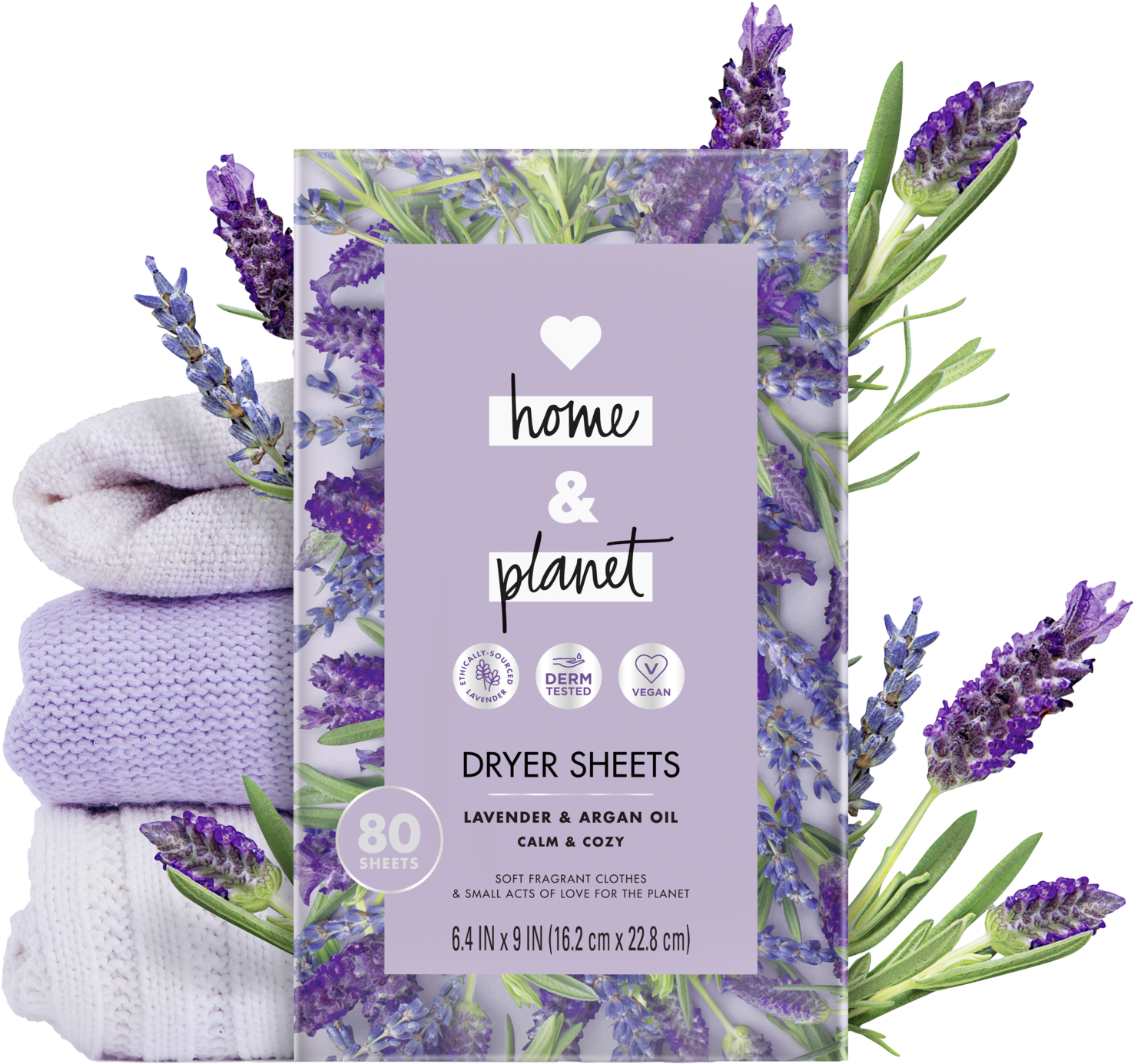 Lavender Argan Dryer Sheets Packaging