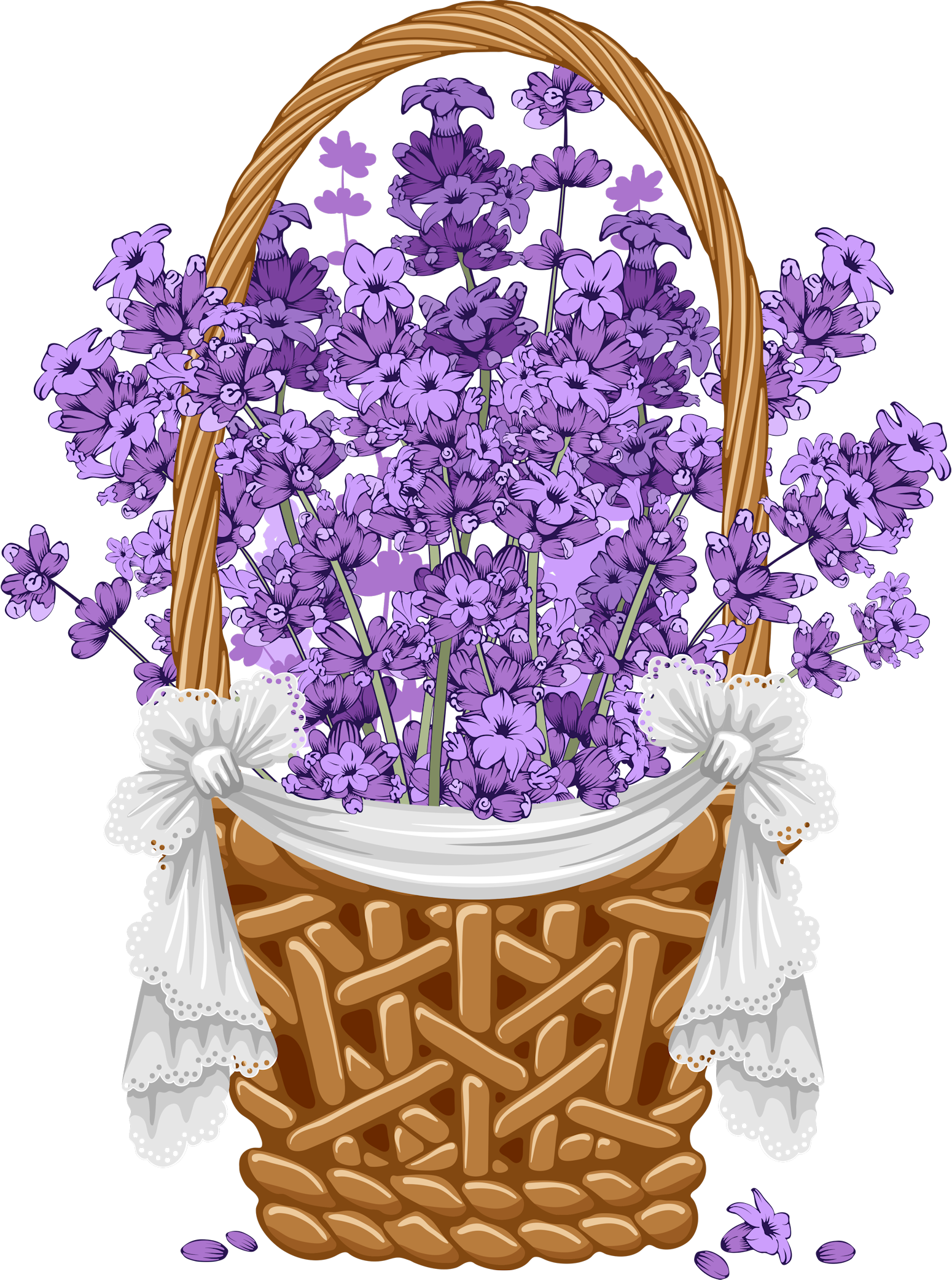 Lavender Basket Illustration PNG with transparent background