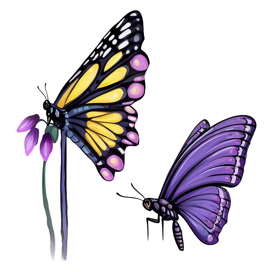 Lavender Butterfly Illustration PNG tcu17 PNG with transparent background