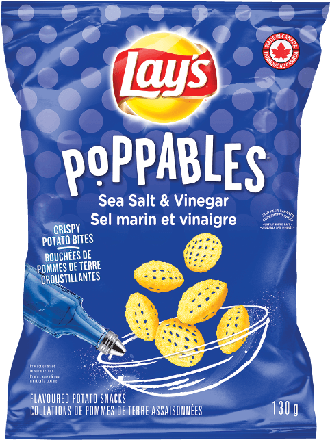 Lays Poppables Sea Salt Vinegar Chips Package PNG with transparent background