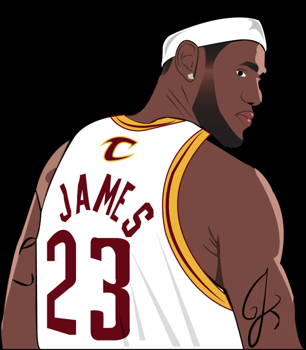 Le Bron James Cavaliers Illustration PNG with transparent background