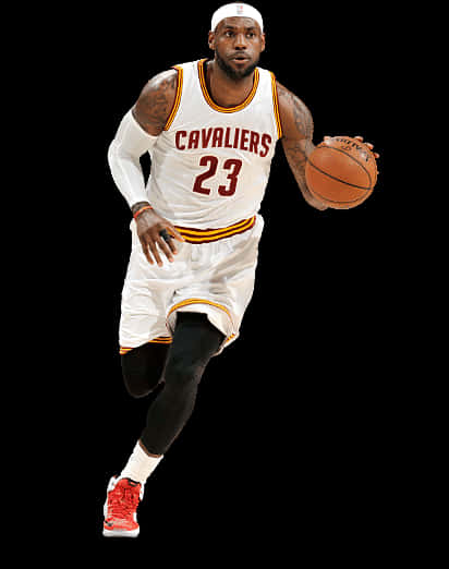 Le Bron James Cleveland Cavaliers Action Shot PNG with transparent background
