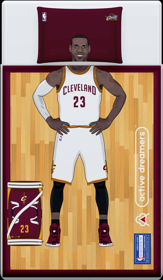 Le Bron James Cleveland Cavaliers Bedding Set PNG with transparent background