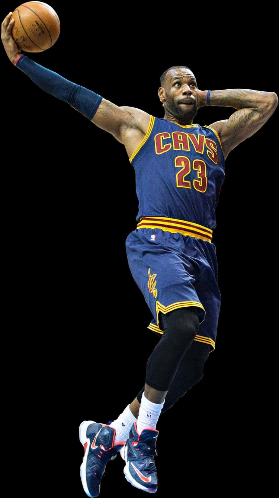 Le Bron James Cleveland Cavaliers Dunk Action PNG with transparent background