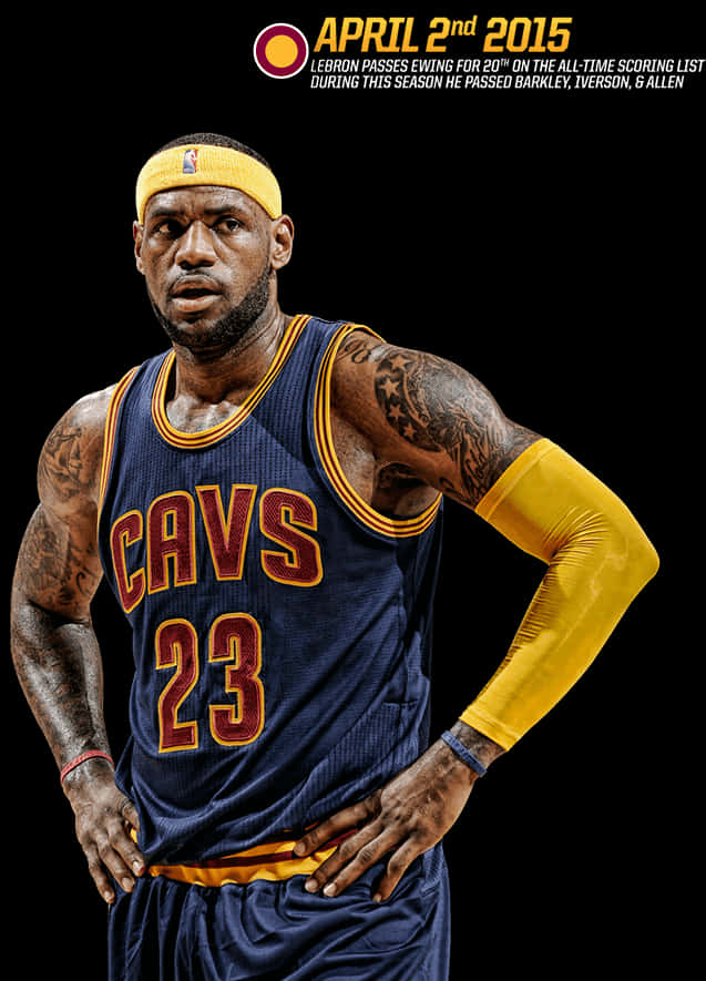 Le Bron James Cleveland Cavaliers Scoring Milestone April2015 PNG with transparent background