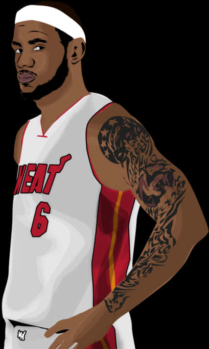 Le Bron James Heat Illustration PNG with transparent background