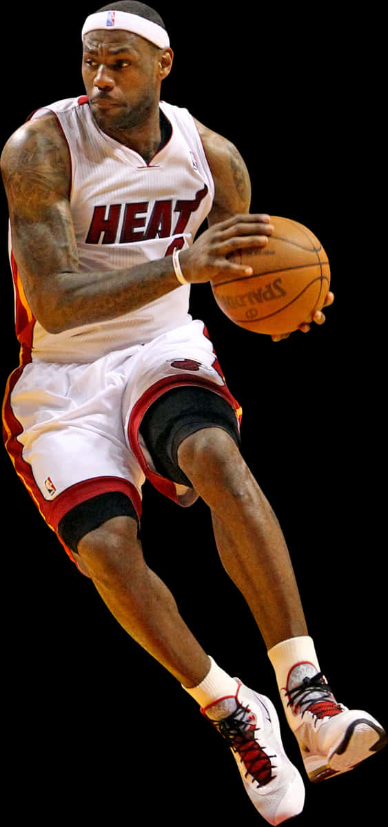 Le Bron James Miami Heat Action Shot PNG with transparent background