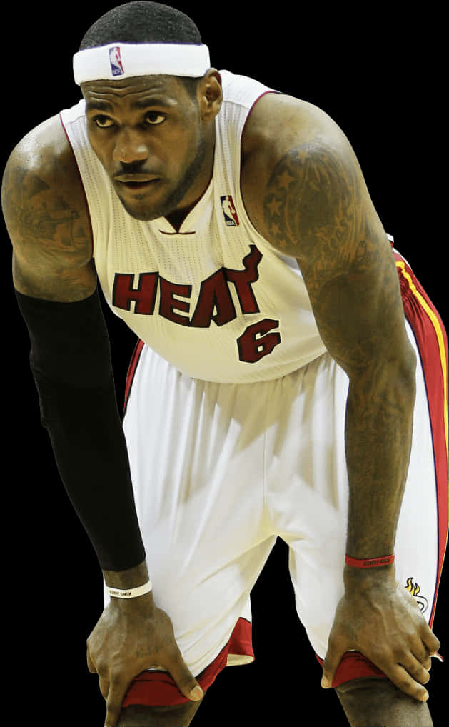 Le Bron James Miami Heat Game Stance PNG with transparent background