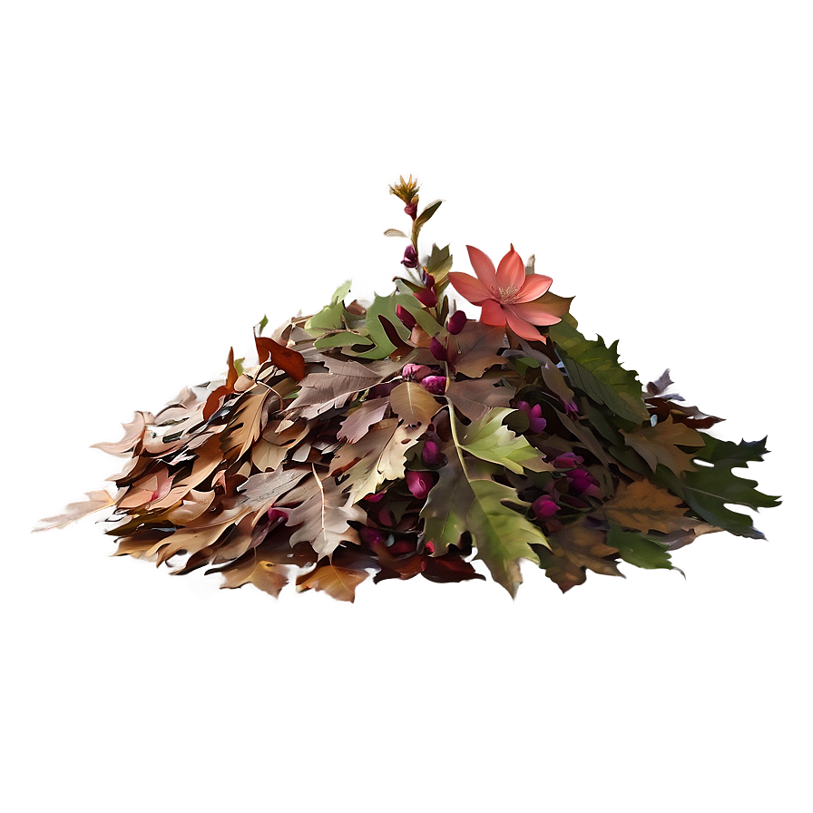 Leaf Pile With Flowers Png 11