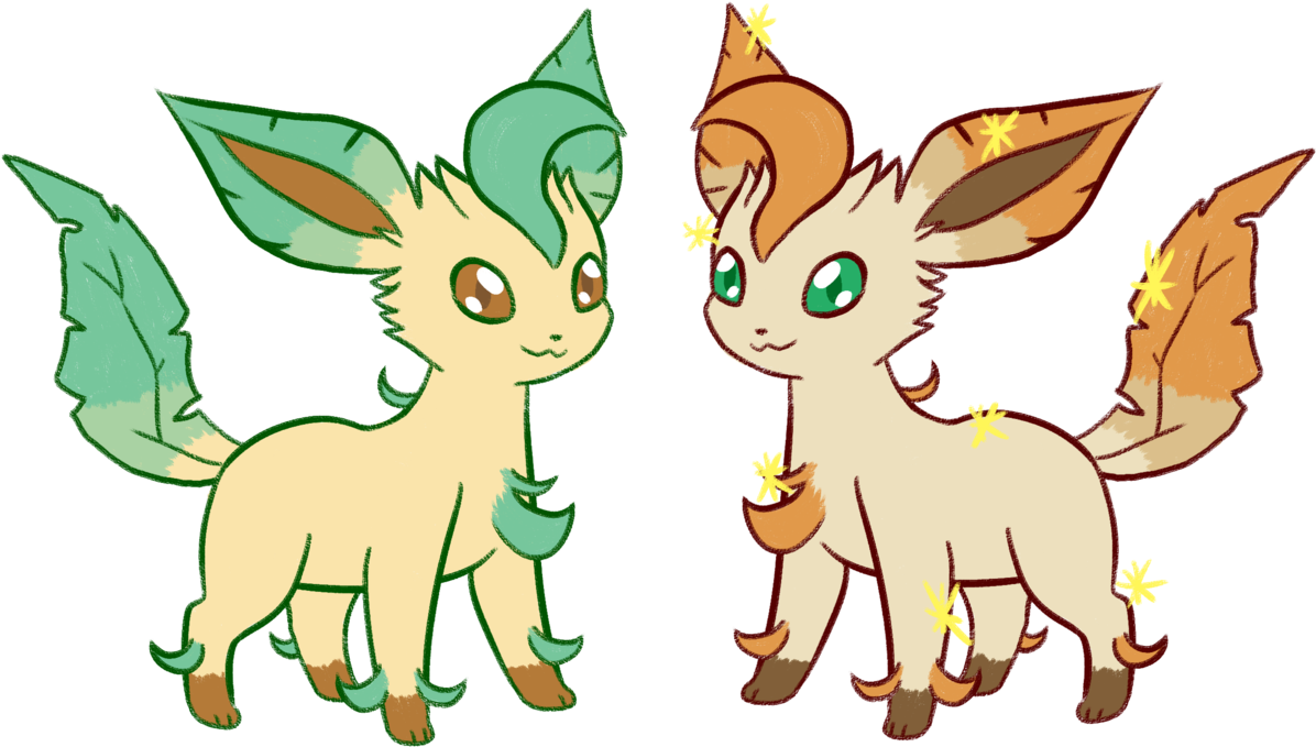 Leafyand Flame Eevee Evolutions