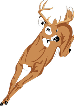 Leaping Brown Deer Cartoon PNG with transparent background