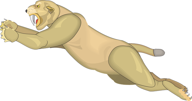 Leaping Lion Illustration PNG with transparent background