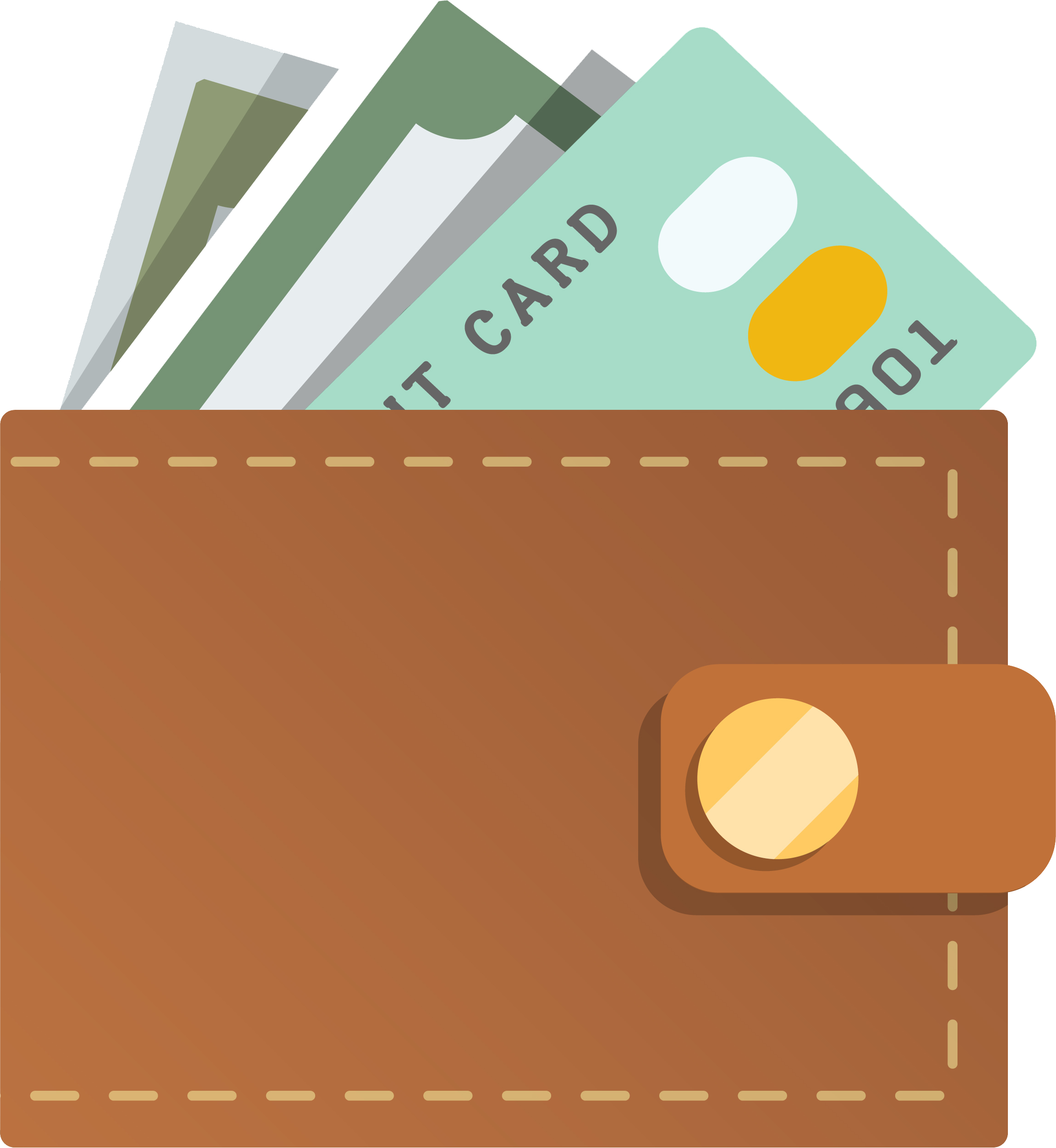 Leather Walletwith Cards PNG with transparent background