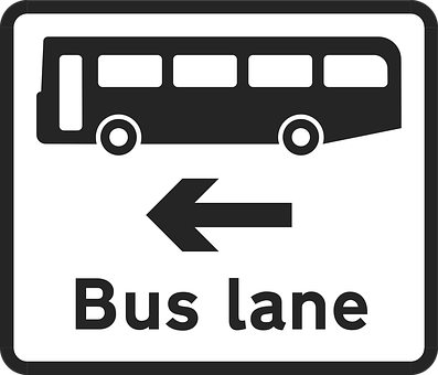 Left Arrow Bus Lane Sign PNG with transparent background