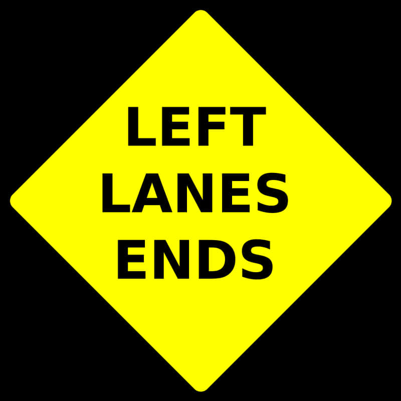 Left Lanes Ends Traffic Sign PNG with transparent background