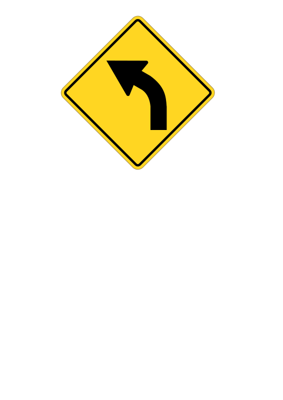 Left Turn Traffic Sign PNG with transparent background