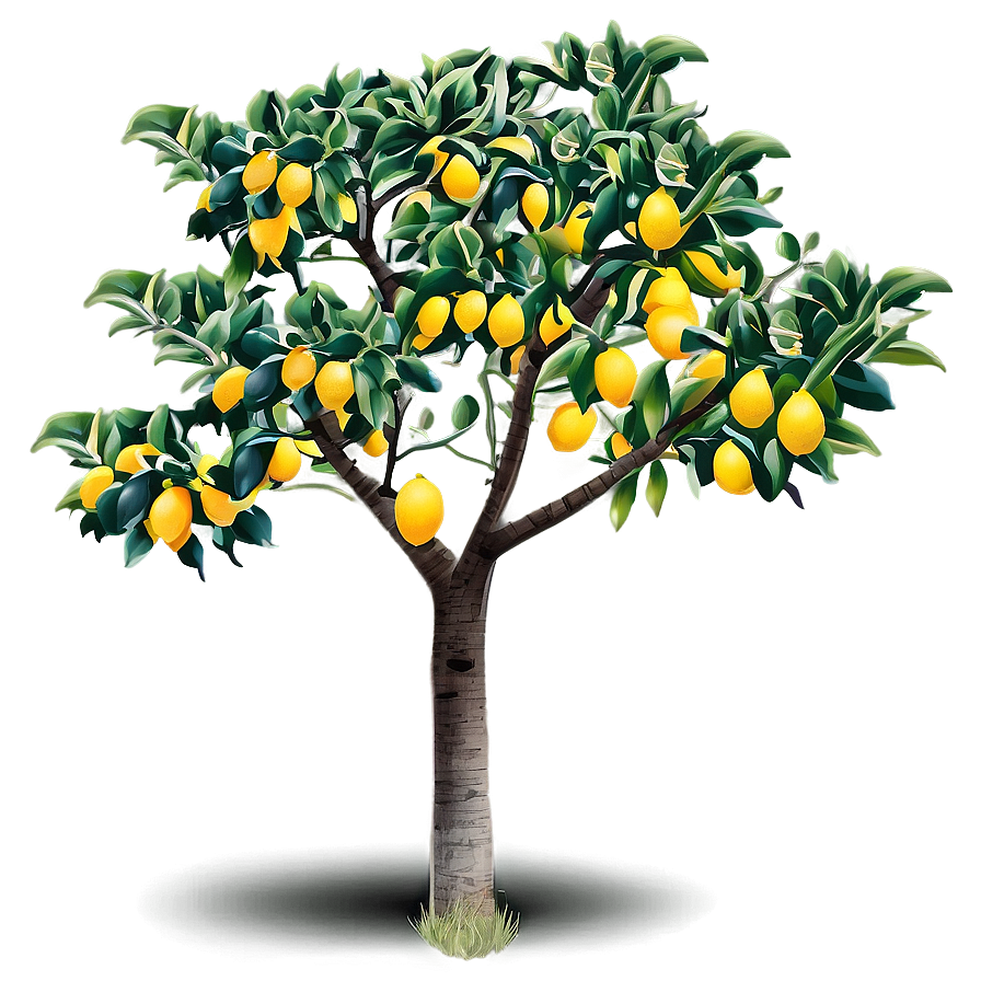 Lemon Orchard Tree Design Png 17